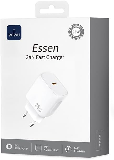 شاحن جداري سريع WiWU Essen GaN بقوة 25 واط - يدعم PD