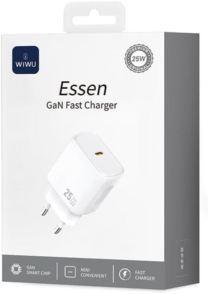 شاحن جداري سريع WiWU Essen GaN بقوة 25 واط - يدعم PD