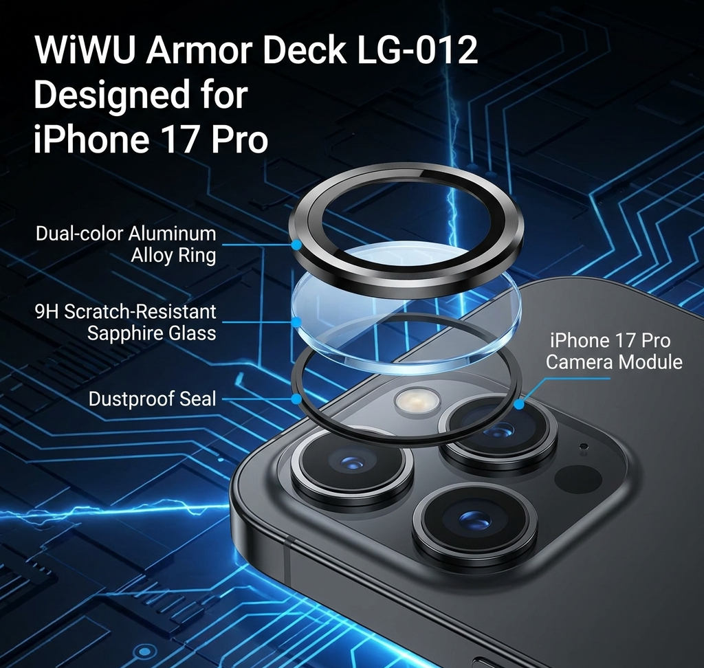 حامي عدسات كاميرا آيفون 17 برو  WiWU Armor Deck LG-012 - ألمنيوم ومقاوم للخدش
